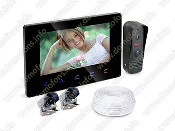 Комплект видеодомофон HDcom B707 и две аналоговые мини камеры